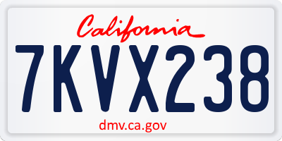 CA license plate 7KVX238