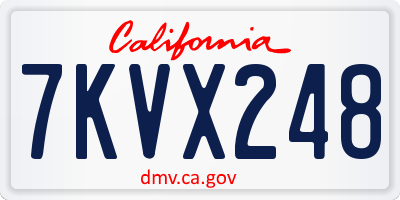 CA license plate 7KVX248