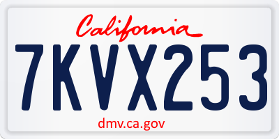 CA license plate 7KVX253