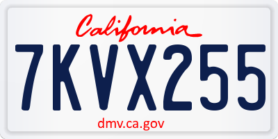 CA license plate 7KVX255