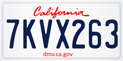CA license plate 7KVX263