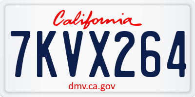 CA license plate 7KVX264