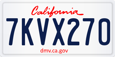 CA license plate 7KVX270