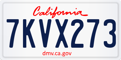 CA license plate 7KVX273