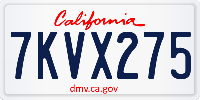 CA license plate 7KVX275