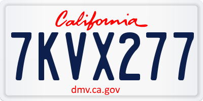 CA license plate 7KVX277