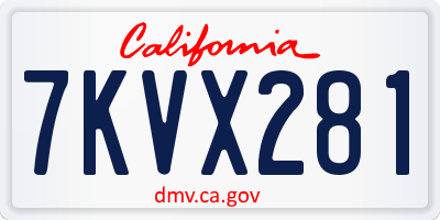 CA license plate 7KVX281