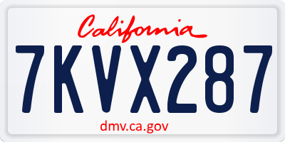CA license plate 7KVX287