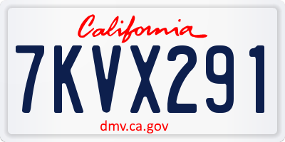 CA license plate 7KVX291