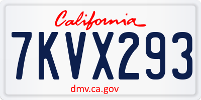 CA license plate 7KVX293