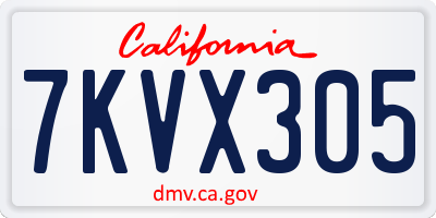 CA license plate 7KVX305