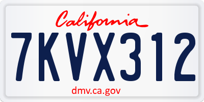 CA license plate 7KVX312