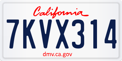CA license plate 7KVX314