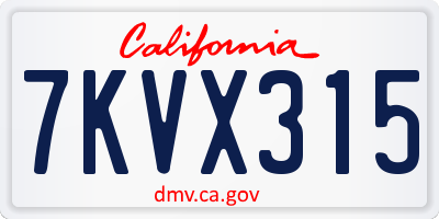CA license plate 7KVX315
