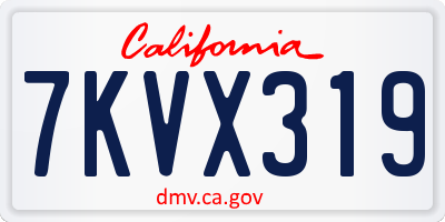 CA license plate 7KVX319