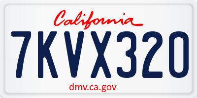 CA license plate 7KVX320