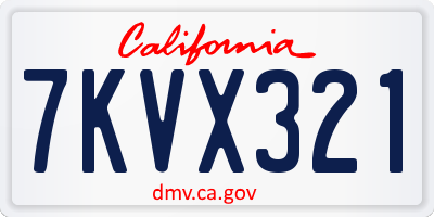 CA license plate 7KVX321