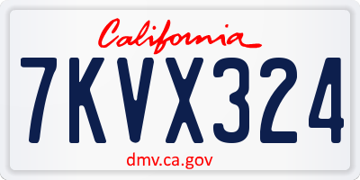 CA license plate 7KVX324