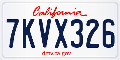 CA license plate 7KVX326