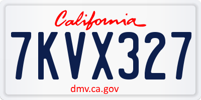CA license plate 7KVX327