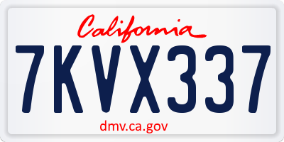 CA license plate 7KVX337