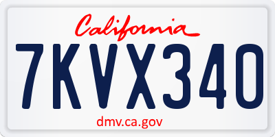 CA license plate 7KVX340
