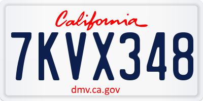 CA license plate 7KVX348