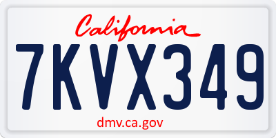 CA license plate 7KVX349