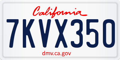 CA license plate 7KVX350