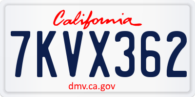 CA license plate 7KVX362