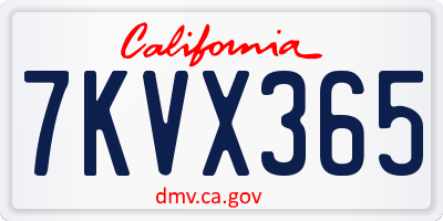 CA license plate 7KVX365