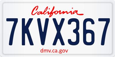 CA license plate 7KVX367