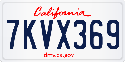 CA license plate 7KVX369
