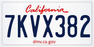 CA license plate 7KVX382