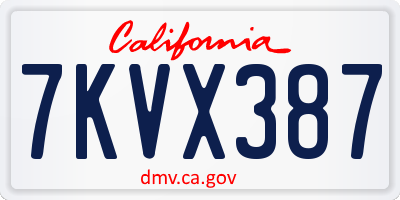 CA license plate 7KVX387