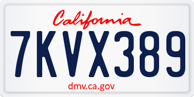 CA license plate 7KVX389