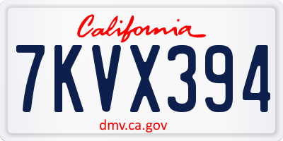 CA license plate 7KVX394