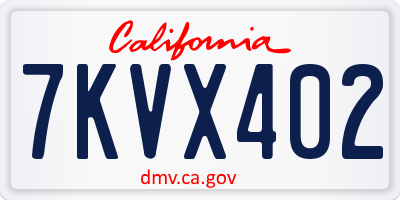 CA license plate 7KVX402