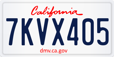 CA license plate 7KVX405