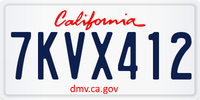 CA license plate 7KVX412