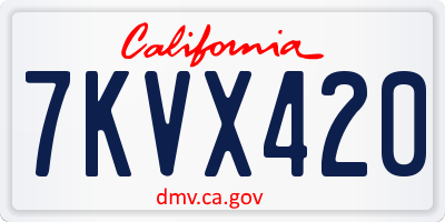 CA license plate 7KVX420