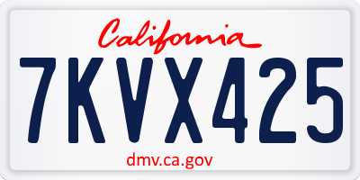 CA license plate 7KVX425