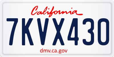 CA license plate 7KVX430