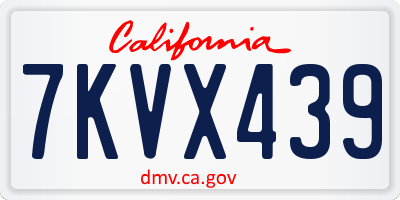 CA license plate 7KVX439