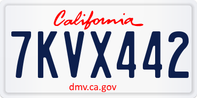 CA license plate 7KVX442