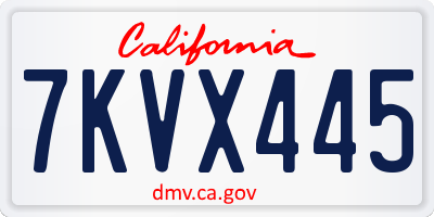 CA license plate 7KVX445