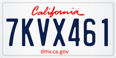 CA license plate 7KVX461