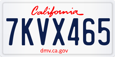 CA license plate 7KVX465