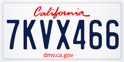 CA license plate 7KVX466