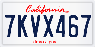 CA license plate 7KVX467